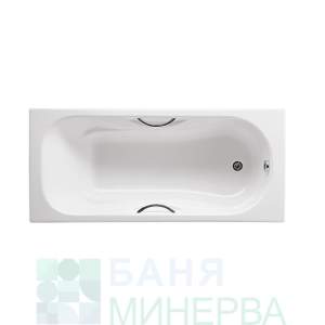 ROCA A233350001 MALIBU Правоъгълна чугунена вана с противоплъзгаща повърхност и дръжки 170-70