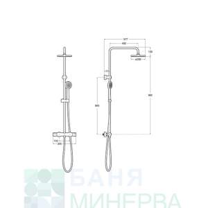 ROCA VICTORIA-T A5A9F18NB0 Tермостатна душ колона с душ пита ф20 BLACK MATT