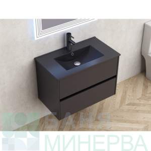 BG 7955MB БЛЕЙК+ УМИВ. 8066B BLACK Мебели за баня PVC 80 см Черен мат