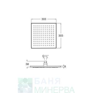 ROCA A5B4050CN0 Черна Квадратна душ глава RAINSENSE 300-300 мм