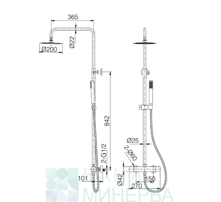 IMEX PRODUCTS MONZA Oro Rosa Cepillado Термостатна душ колона - Image 5