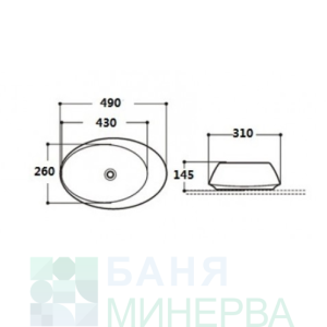 ICB 493W Умивалник 49-31 см за върху плот