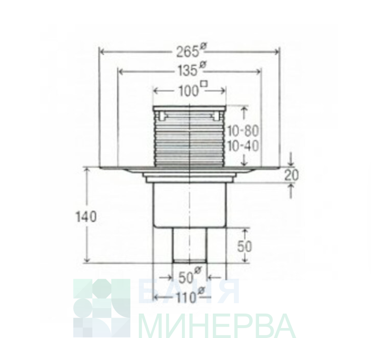 VIEGA 556914 подов сифон 10-10см с вертикално оттичане - Image 2