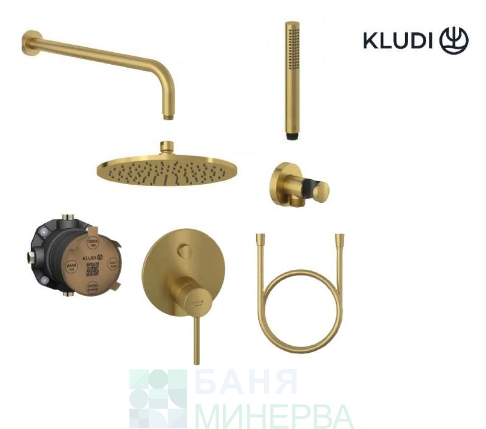 KLUDI BOZZ Golden Brush Slimboxx Душ система за вграждане матирано злато