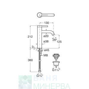 ROCA ONA A5A3C9ERG0 Смесител за умивалник Mezzo с клик-клак Cold Start Rose gold