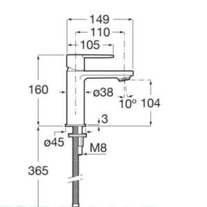 ROCA Targa A5A325FSM0 Смесител за умивалник без изпразнител stainless steel