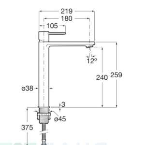 A5A345FSM0 Смесител за умивалник ROCA Targa висока база stainless steel