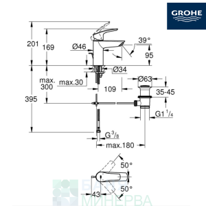 GROHE 332652433 Eurosmart Смесител за умивалник S-размер Черен мат