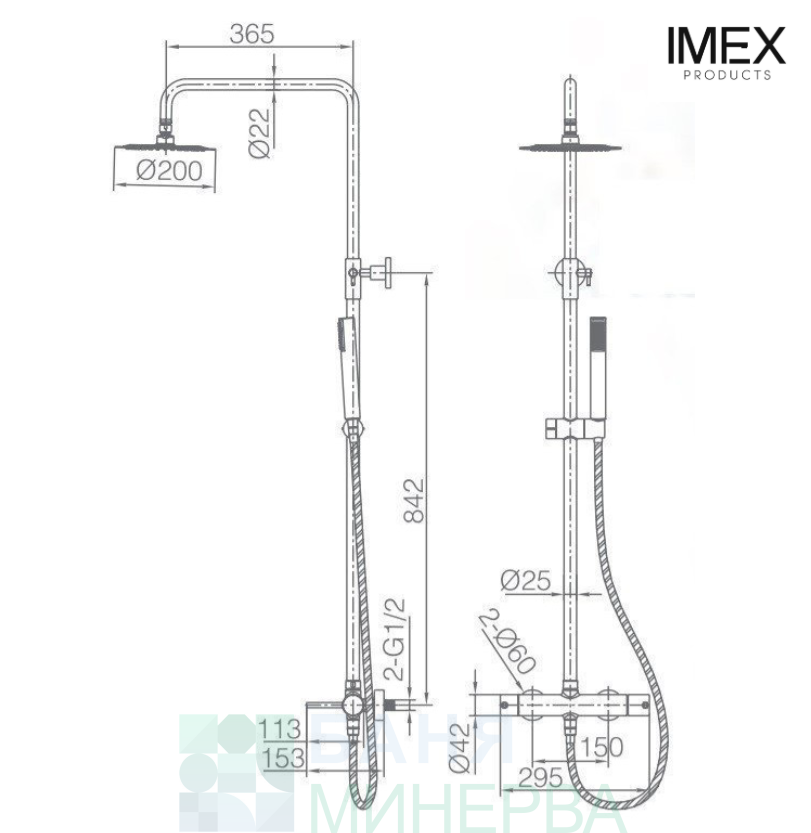 IMEX MONZA Black Matt 130804 Термостатна душ колона - Image 4