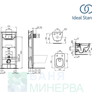 Ideal Standard TESI Rimless+ R0595V3 WC комплект за вграждане цвят Черна коприна