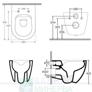 Конзолна тоалетна Черен мат INFINITY Clearim Plus 10NF0200 -2N + 40KF0521I-S Дъска Soft Close