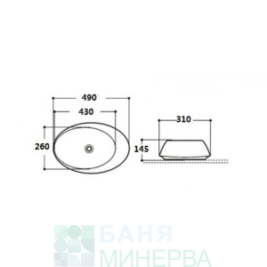 ICB 493B Черен Умивални за върху плот 49-31 см