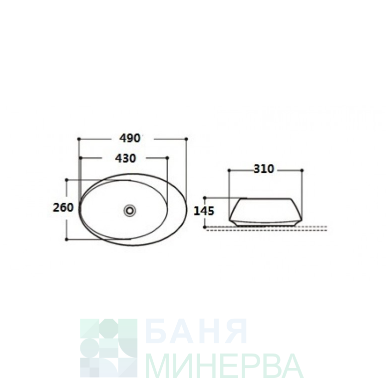 ICB 493B Черен Умивални за върху плот 49-31 см - Image 2
