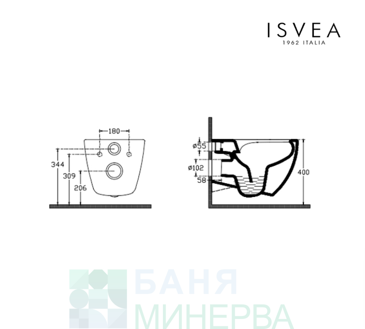 ISVEA INFINITY Конзолна тоалетна чиния Clearim Plus BLUE Син Мат Комплект с дъска - Image 3