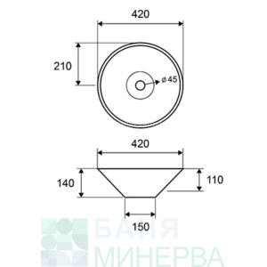 KARAG LT 3133 Порцеланов умивалник за плот- Купа Бял гланц