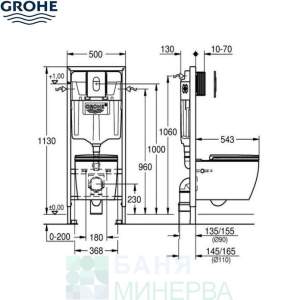 GROHE 103849SH00 Solido 4 в 1 Комплект Структура за вграждане и Тоалетна чиния