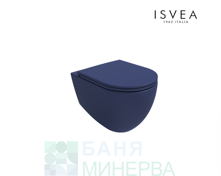ISVEA INFINITY Конзолна тоалетна чиния Clearim Plus BLUE Син Мат Комплект с дъска