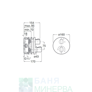 ROCA EVERLUX Titanium Black Комплект с Вграден термостатен смесител T-1000 с аксесоари