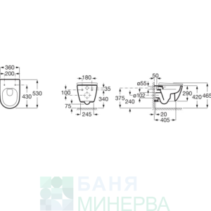 Структура ROCA DUPLO S 90 COMPACT и тоалетна ONA Rimless Vortex с бутон Черен мат по избор