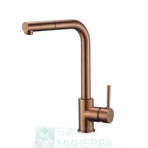Кухненски смесител с изтеглящ се душ IMEX Malta 132908 Розово злато мат