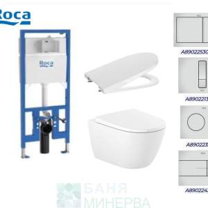 Структура ROCA DUPLO S 90 COMPACT и тоалетна ONA Rimless Vortex с хром бутон