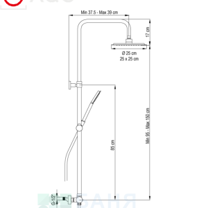 AQG ALPHA 21NITC25ALA11 Satin Nickel Душ колона Сатен никел
