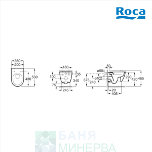 ROCA Структура за вграждане DUPLO S 90 A8900A0020 и ONA Rimless тоалетна чиния с Бутон BRUSHED Brass 