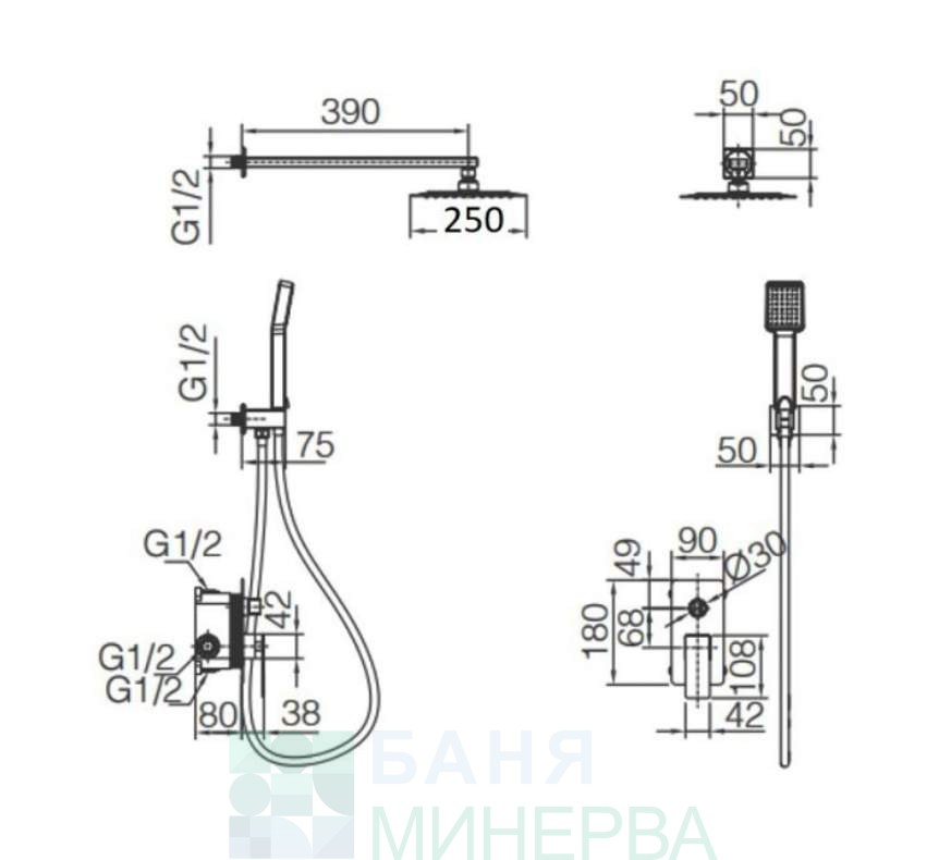 Pisa Oro ROSA CEPILLADO GPP048 Душ система за вграждане Imex Products 132434 - Image 2
