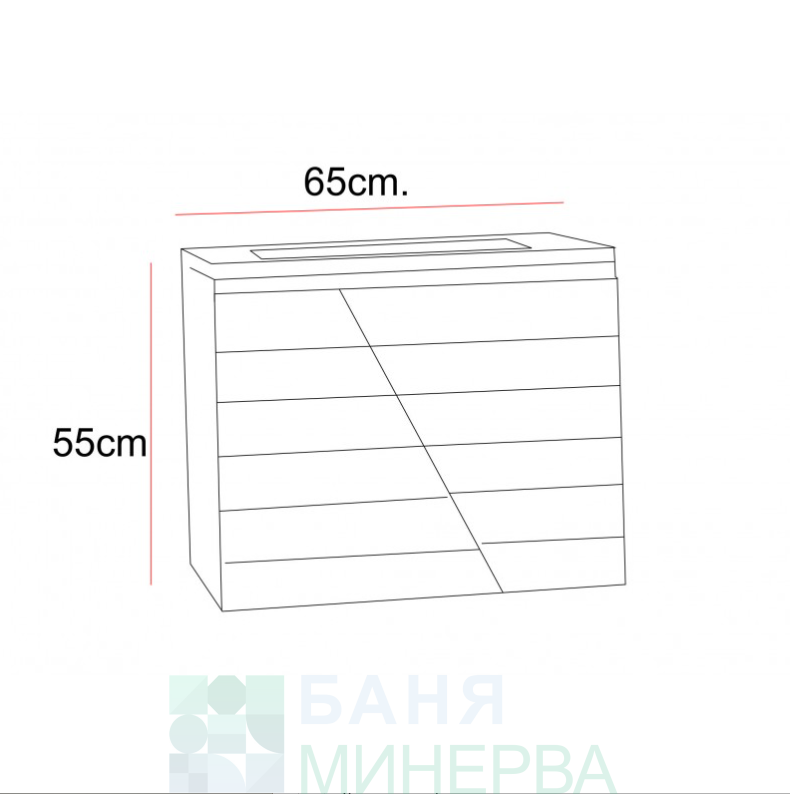 PVC Мебел за баня ICP 6555 Ения 65 см - Image 2