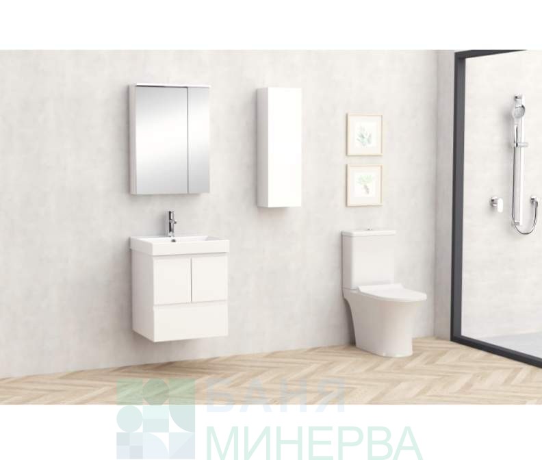PVC шкаф за баня AMBROGIO-50 9048-50W с умивалник 5053W-51 см - Image 3