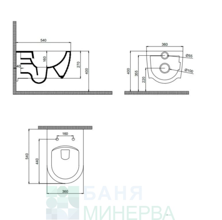 Quarter Bath Deep конзолна тоалетна чиния с биде и смесител - Image 2