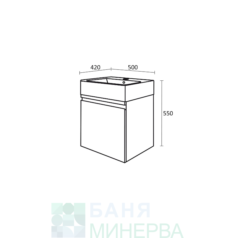 TRIANO Тринити 50 PVC долен шкаф за баня с мивка - Image 3