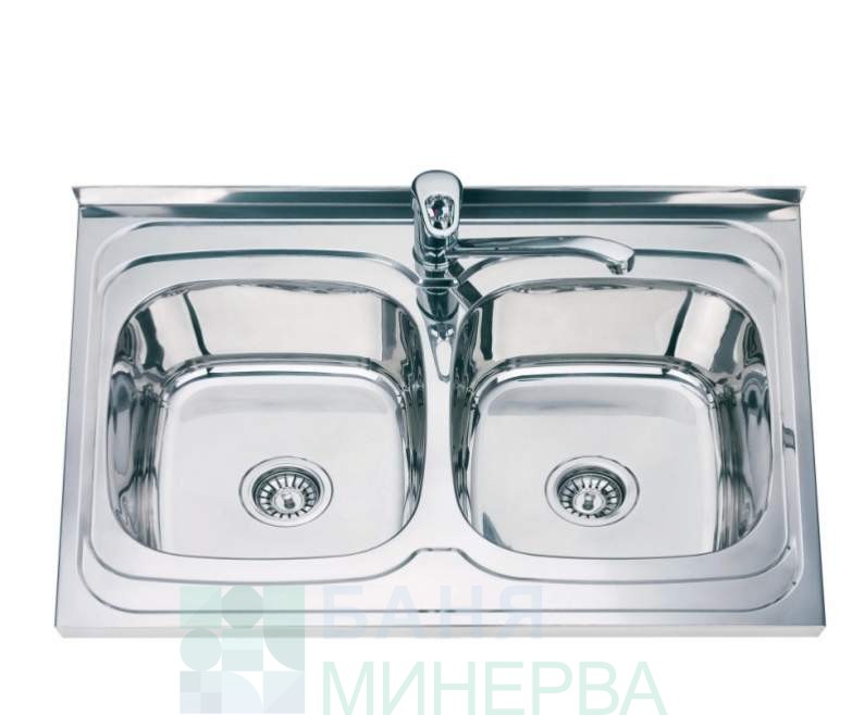 ICK SS8060P Двойна кухненска мивка Алпака