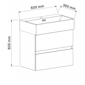 PVC шкаф COMPACT 5847 с черен умивалник 6036MB