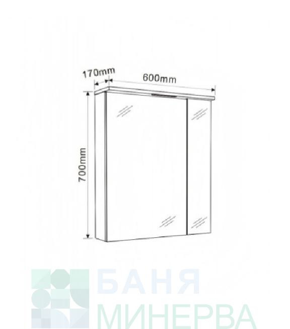 ALDENE 60 6017-60W PVC Шкаф огледало с LED - Image 2