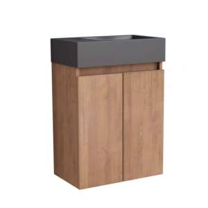 PVC шкаф COMPACT 4242WOODEN с черен умивалник