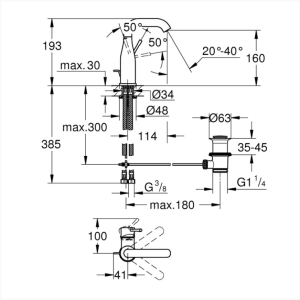 GROHE 24173001 Essence Смесител за умивалник M размер