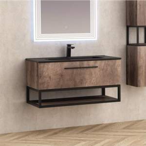 ICP 10050WOODEN Мебел за баня 100 см с черна мивка