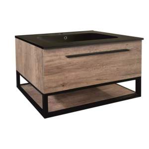 ICP 10050WOODEN Мебел за баня 100 см с черна мивка