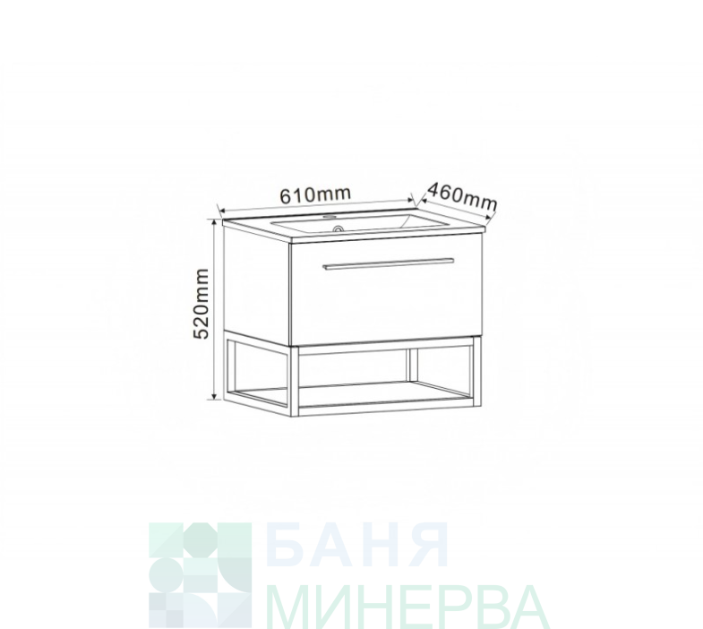 ICP 6050-039 СИМОН Мебел за баня с черна мивка 60 см - Image 4