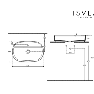 ISVEA INFINITY 10NF650602C Мивка върху плот с отвор за смесител 60-40-12 см Anthracite