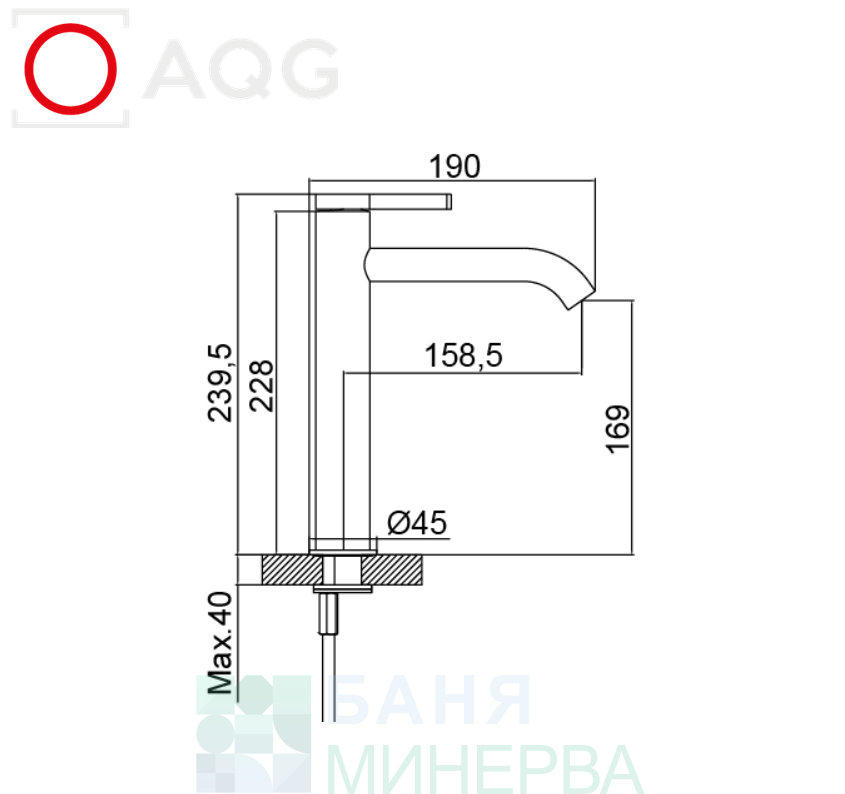 AQG URBAN FLOW 01URF120GM GUN METAL PVD Висок смесител за умивалник - Image 3