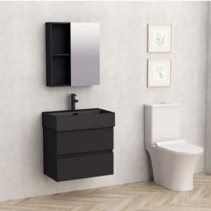 PVC шкаф COMPACT 5845B с умивалник 6036MB Черен мат