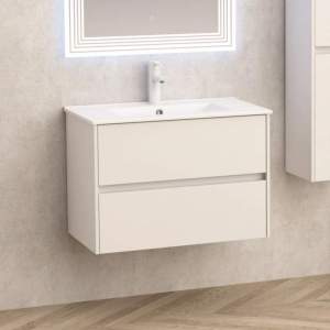 BG 7955 PVC Мебел за баня 80 см с Порцеланов умивалник ICC 8066 Бял Гланц