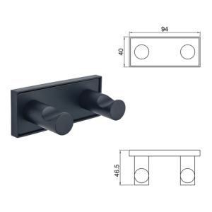 MODENA BLACK MATT Двойна закачалка 3853-2BM Inter Ceramic
