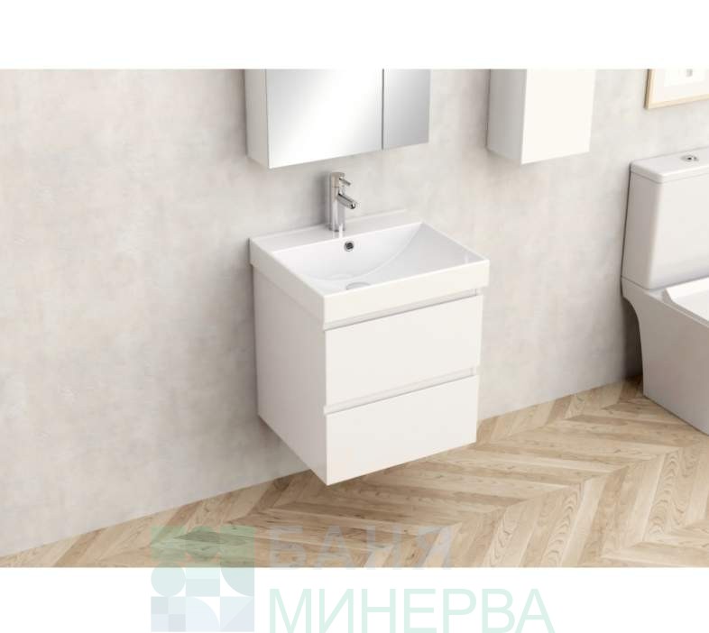 PVC Шкаф за баня AKADIA 50 6038-50W +умивалник 5953W-51 см - Image 2