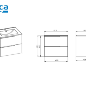 ROCA Elegant Plus ALPINE WALNAT Шкаф за баня 60 см две чекмеджета и умивалник A852018540-173716