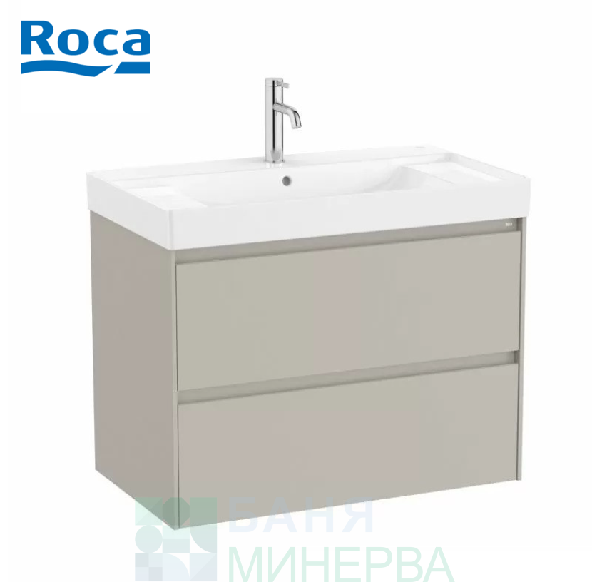 ROCA ONA A851691510 Шкаф с две чекмеджета и умивалник MATT GREY 80 см