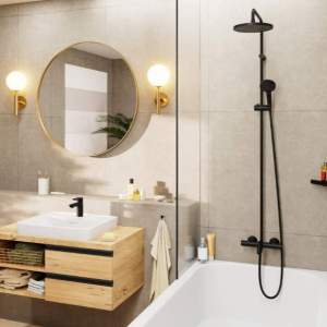 HANSGROHE 26899670 VERNIS BLEND 200 1jet Душ колона с термостат и чучур Черен мат