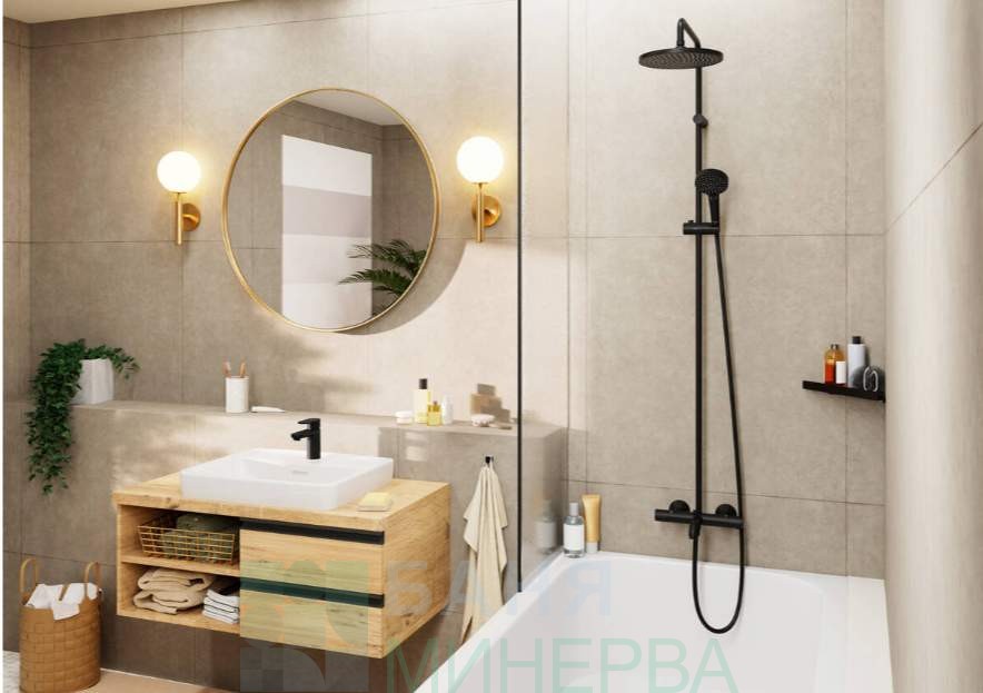 HANSGROHE 26899670 VERNIS BLEND 200 1jet Душ колона с термостат и чучур Черен мат - Image 2